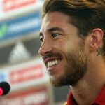 Sergio Ramos durante la rueda de prensa en la que ha defendido al equipo