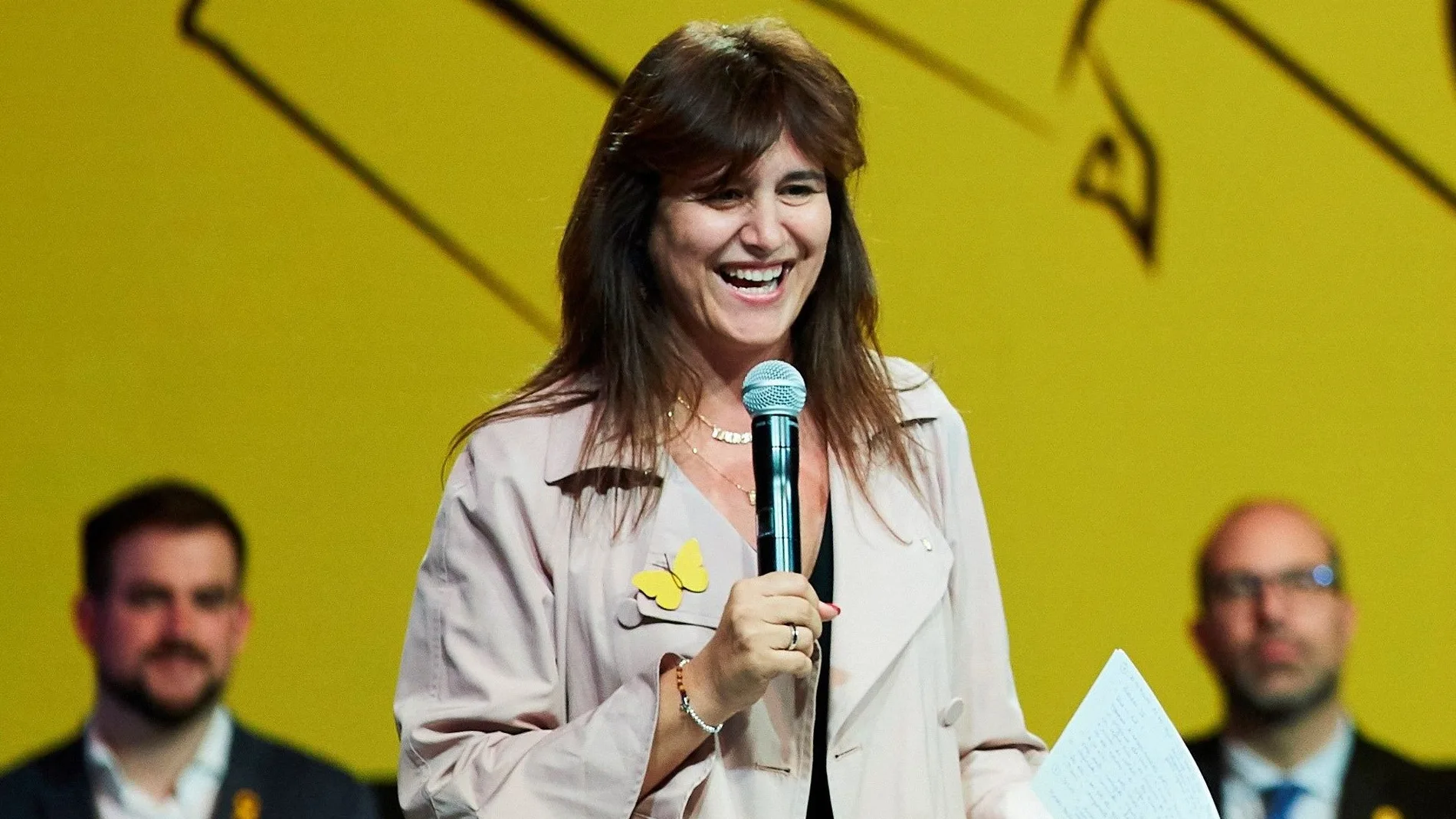 La diputada de JxCat en el Congreso de los Diputados por Barcelona, Laura Borrás, durante la campaña. EFE/Alejandro García.
