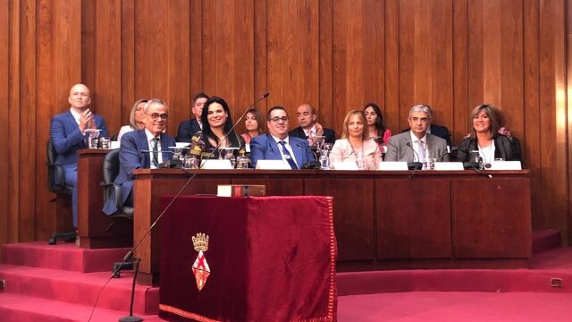 Núria Marín, durante el Pleno de investidura celebrado esta mañana en L’Hospitalet de Llobregat