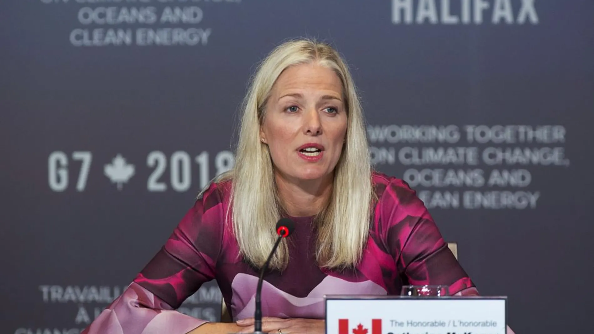 La ministra canadiense de Medio Ambiente, Catherine McKenna, durante la reunión del G7 / AP