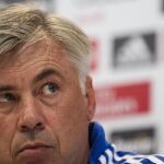Carlo Ancelotti, durante la comparecencia de prensa de esta mañana