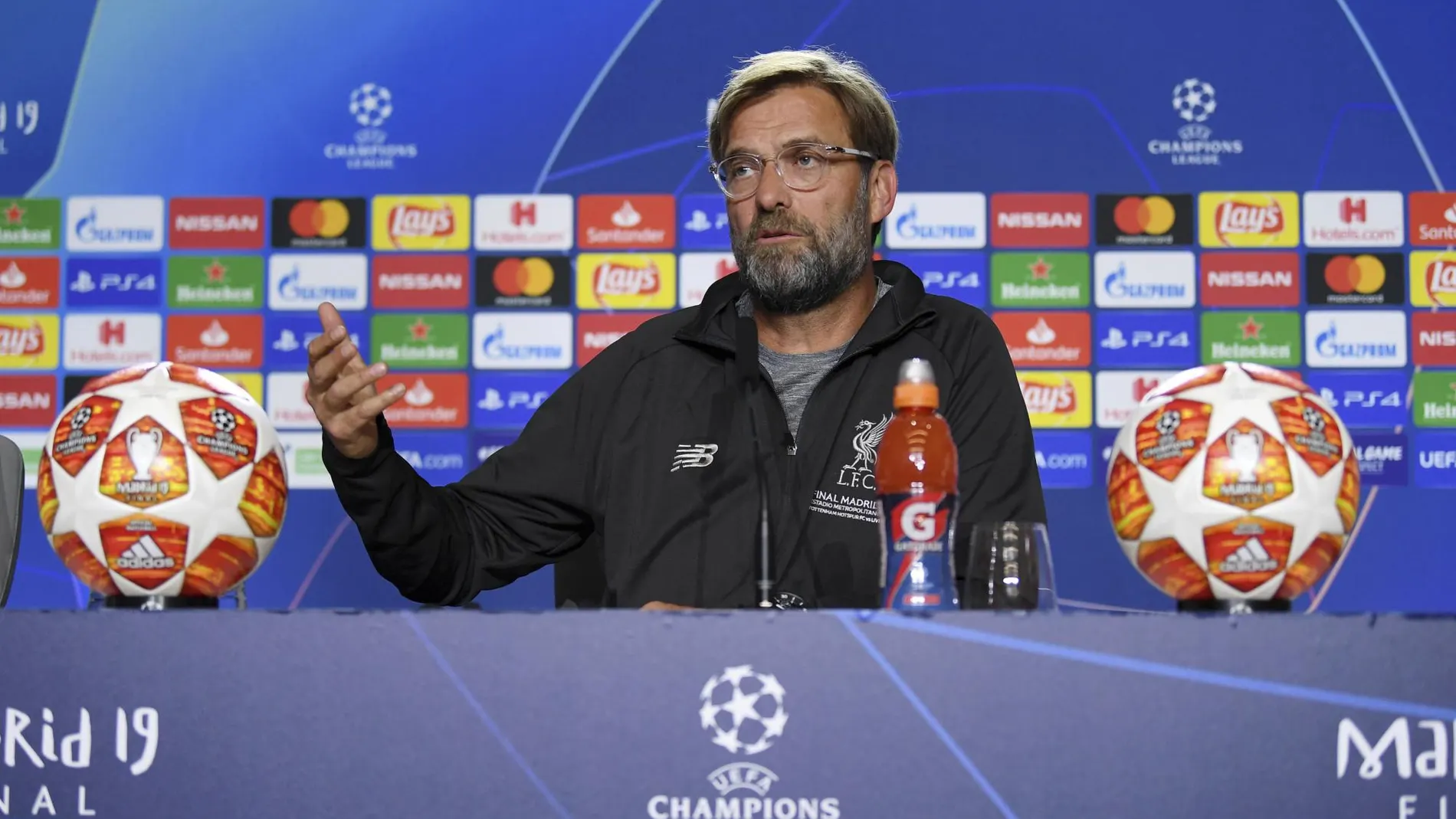 Klopp, técnico del Liverpool, durante su conferencia de Prensa en el Metropolitano