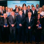 Los premiados con el M. H. President de la Generalitat Valenciana, Ximo Puig, los consellers Gabriela Bravo y Vicent Soler, Andrés Navarro e Iñaki Zaragüeta