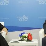 Rajoy y el presidente de Rusia, Vladimir Putin, durante el encuentro que han mantenido hoy en San Petersburgo en el marco de la cumbre del G20