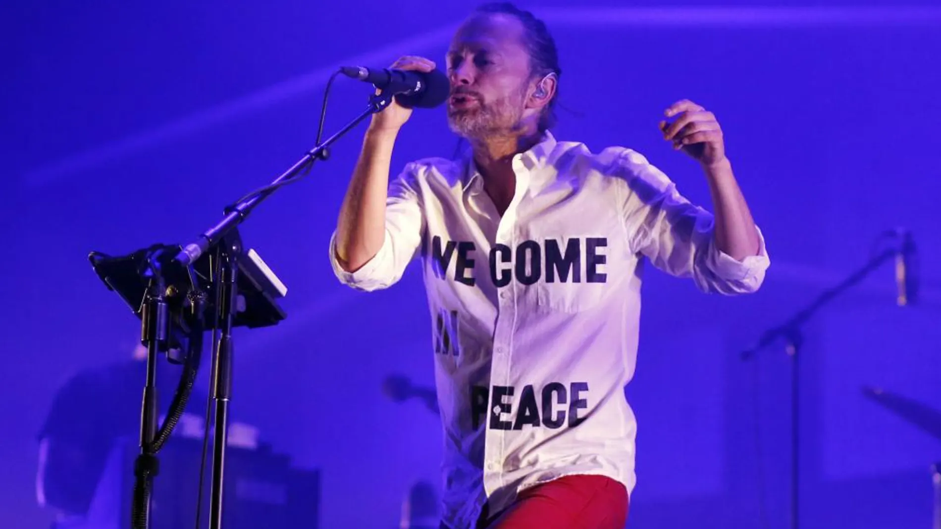 El cantante Thom Yorke durante una actuiación el 13 de julio en Serbia.