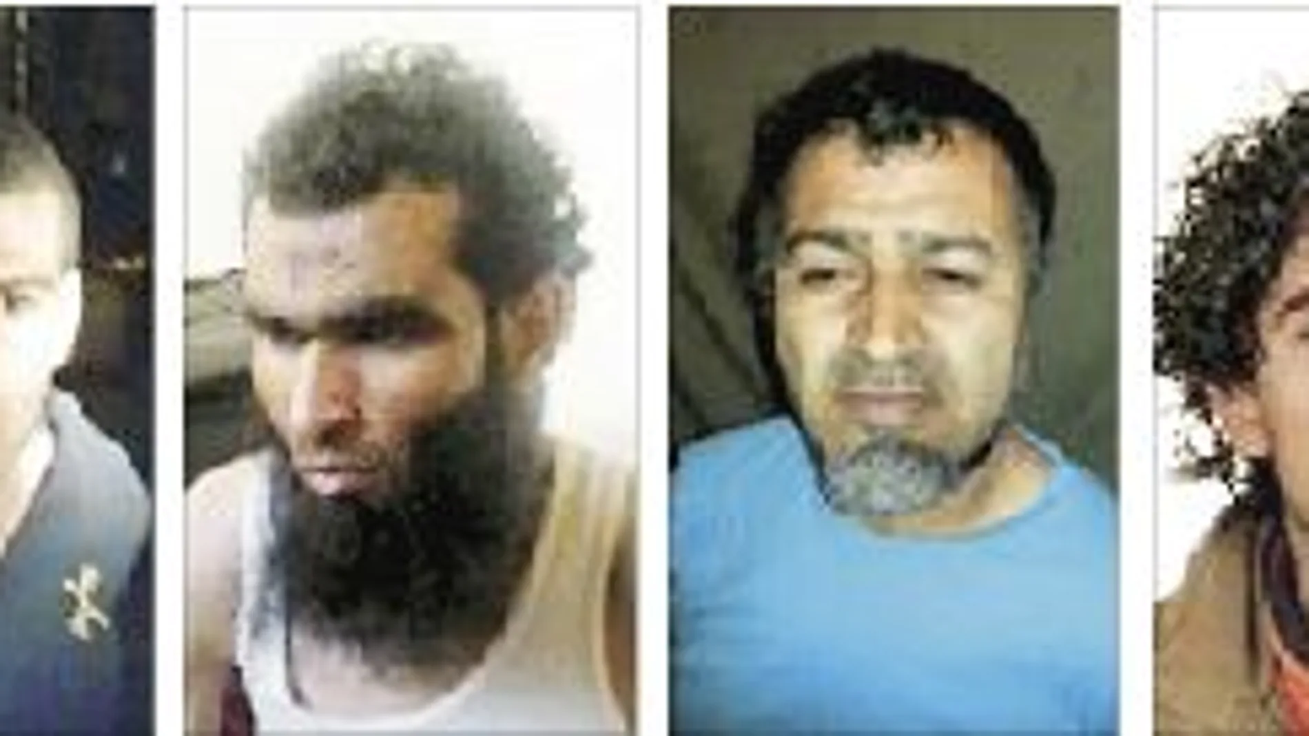 En las imágenes, los islamistas detenidos. El primero por la izquierda, Sabri Riahi, está encarcelado