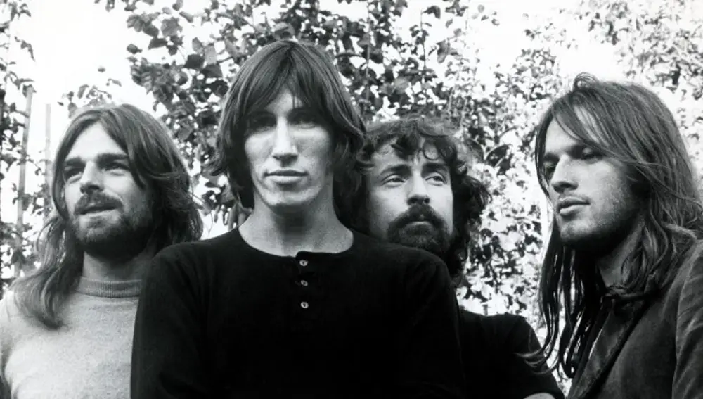 Los cuatro miembros de Pink Floyd: Nick Mason, David Gilmour, Roger Waters y Richard Wright