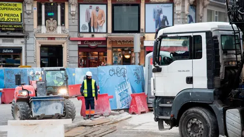 Trabajadores en las obras de Canalejas