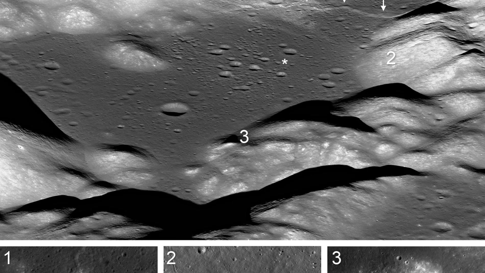Algunas de las marcas de arrugas de la superficie lunar / NASA
