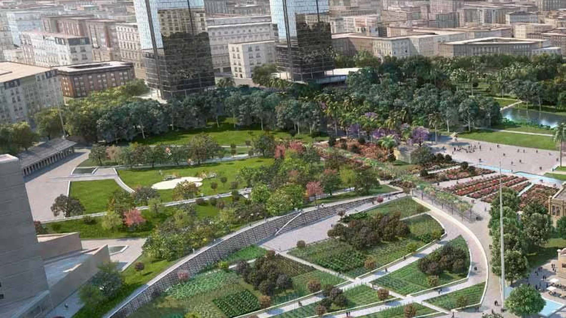 Figuración de cómo quedará el parque una vez finalizadas todas las fases del proyecto/La Razón
