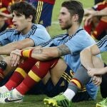 Desolación en la cara de los jugadores españoles tras perder ante Brasil