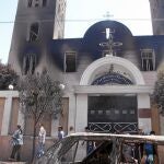 Una de las iglesias quemadas en Minya