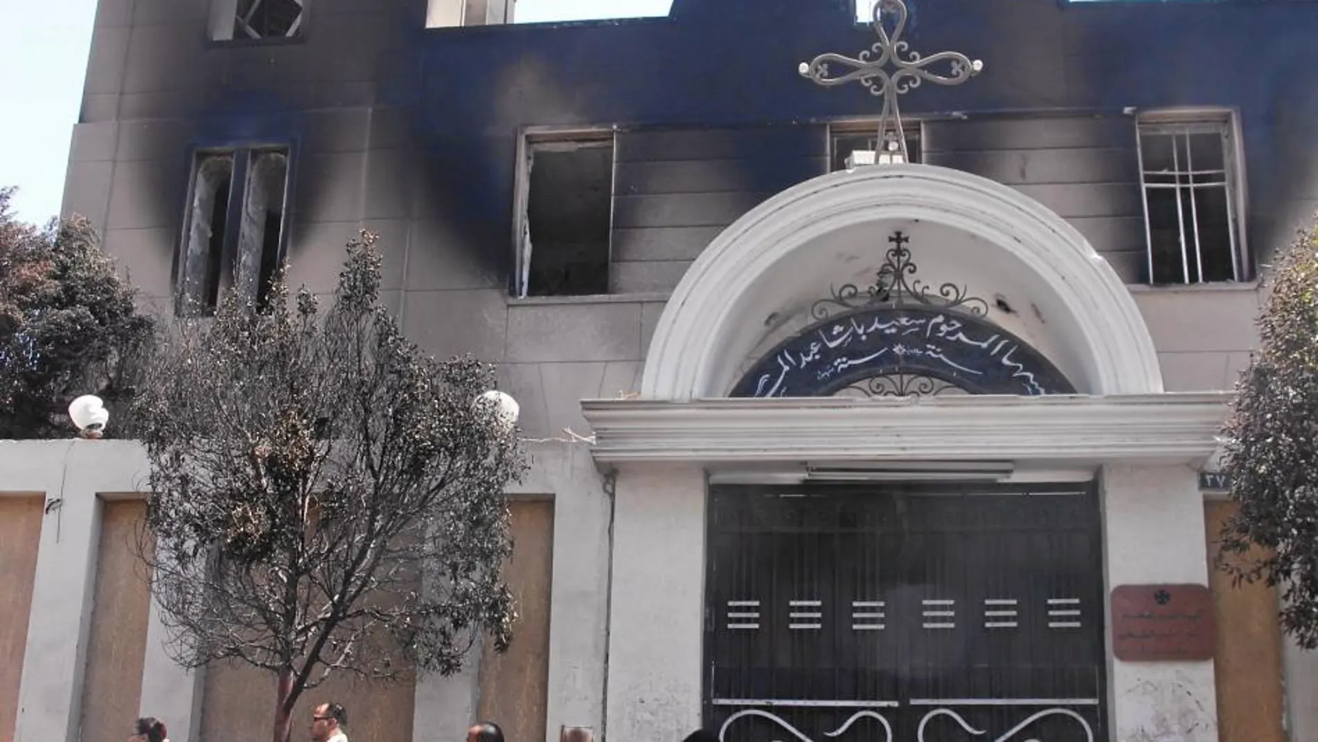 Una de las iglesias quemadas en Minya