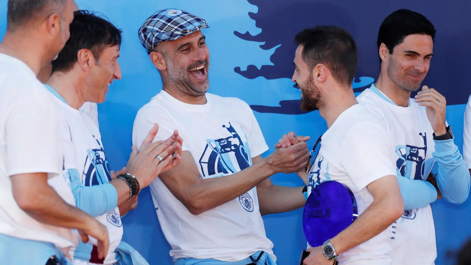 Guardiola, durante las celebraciones