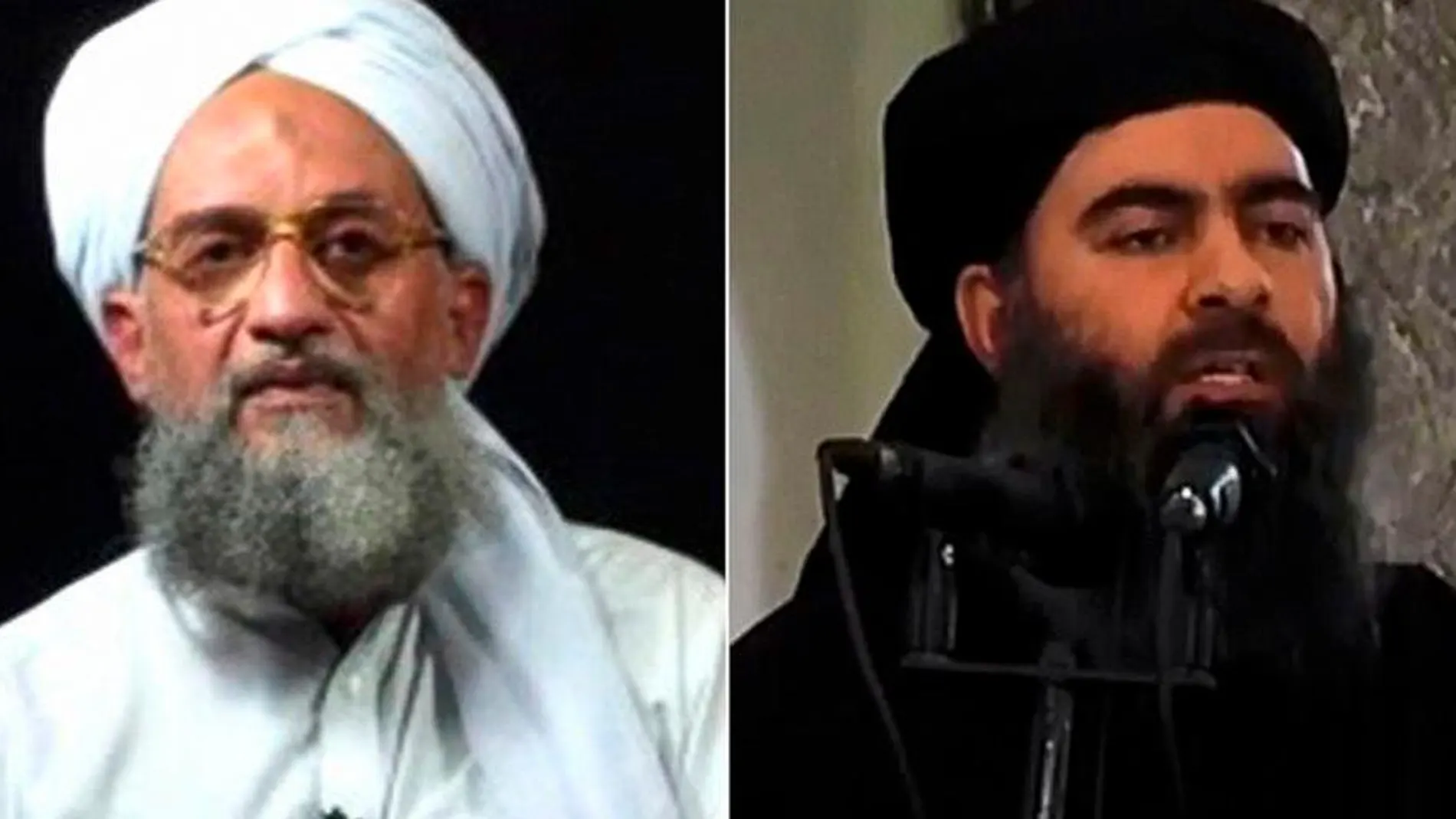 El líder de Al Qaeda, Ayman Al Zawahiri (izq.) y el de Estado Islámico, Abu Bakr al Baghdadi.