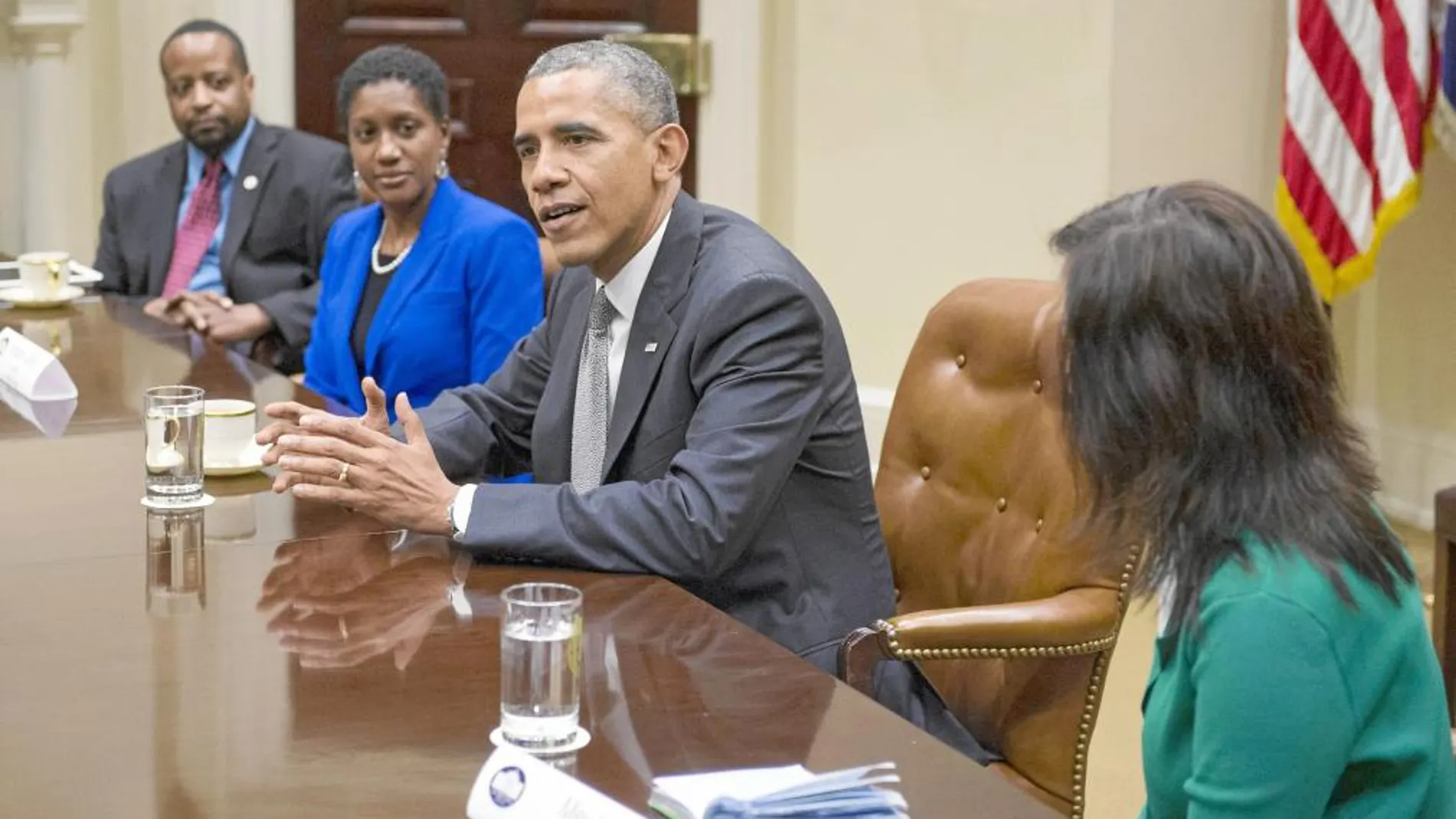 Obama, ayer, en un encuentro con líderes empresariales en Washington