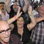 Un grupo de sindicalistas el pasado jueves en el juzgado de Alaya
