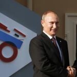 El presidente ruso, Vladimir Putin recibe al presidente de Estados Unidos, Barack Obama, a su llegada a la cumbre del G20