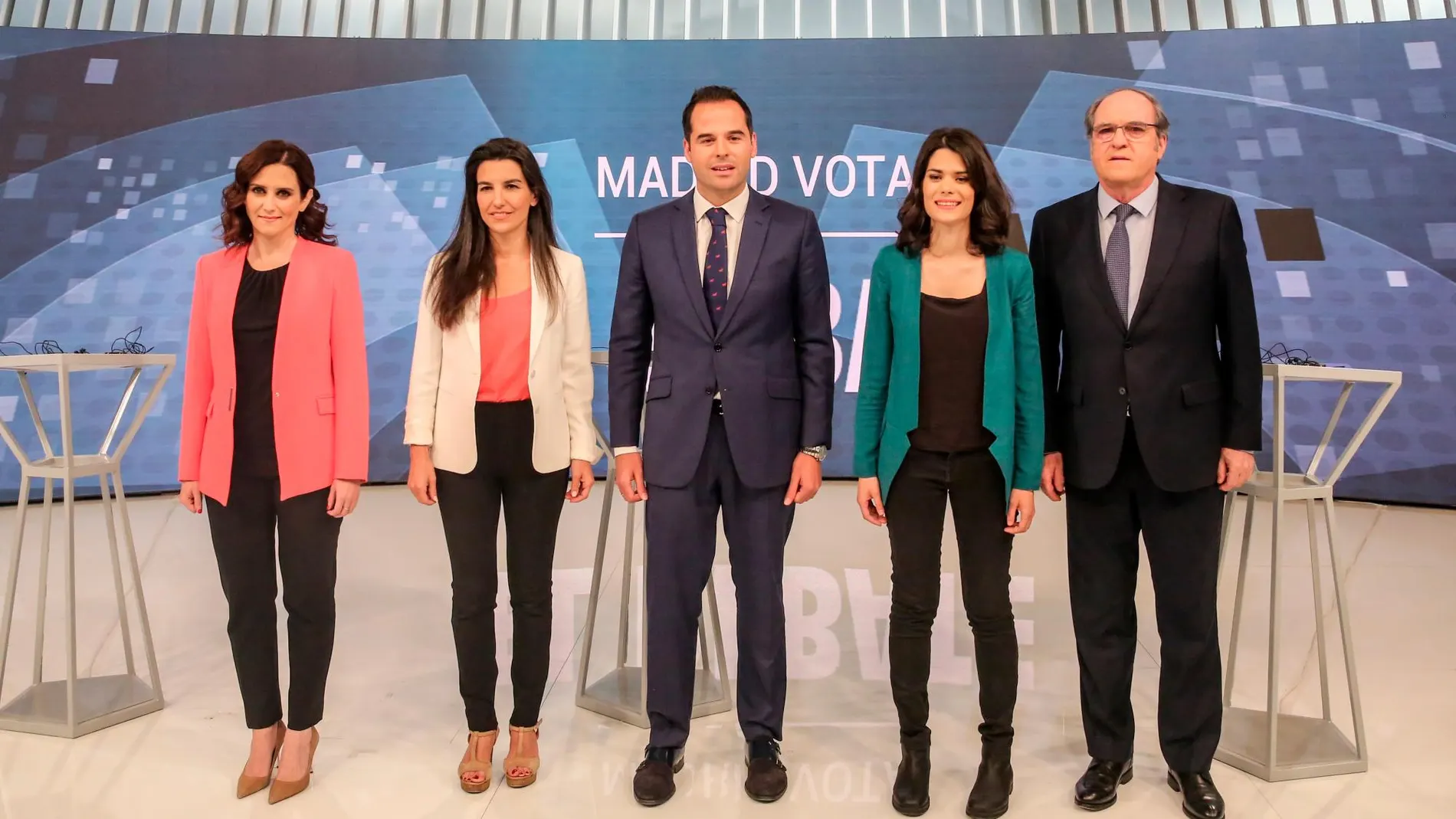 Debate de los candidatos a presidir la Comunidad de Madrid de PP, PSOE, Ciudadanos, Unidas Podemos y Vox en Telemadrid / Ep