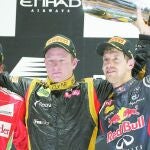 Alonso, Raikkonen y Vettel, en un podio esta temporada
