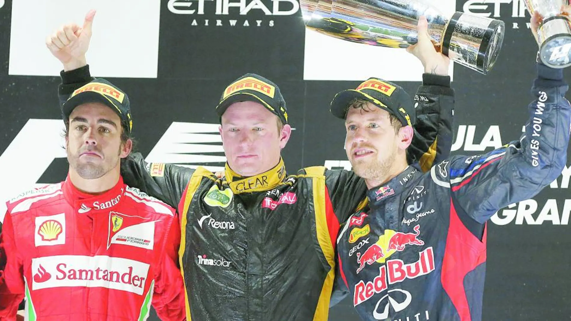 Alonso, Raikkonen y Vettel, en un podio esta temporada