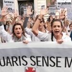 Más de 2.000 farmacéuticos protagonizaron una protesta el pasado mes de marzo en la plaza Sant Jaume