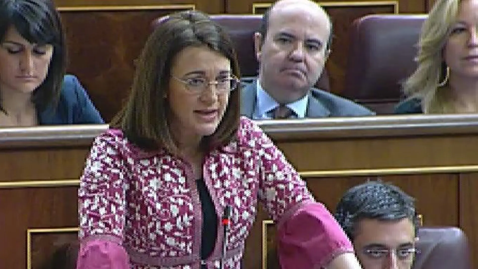 Soraya Rodríguez, durante su intervención hoy en el Congreso