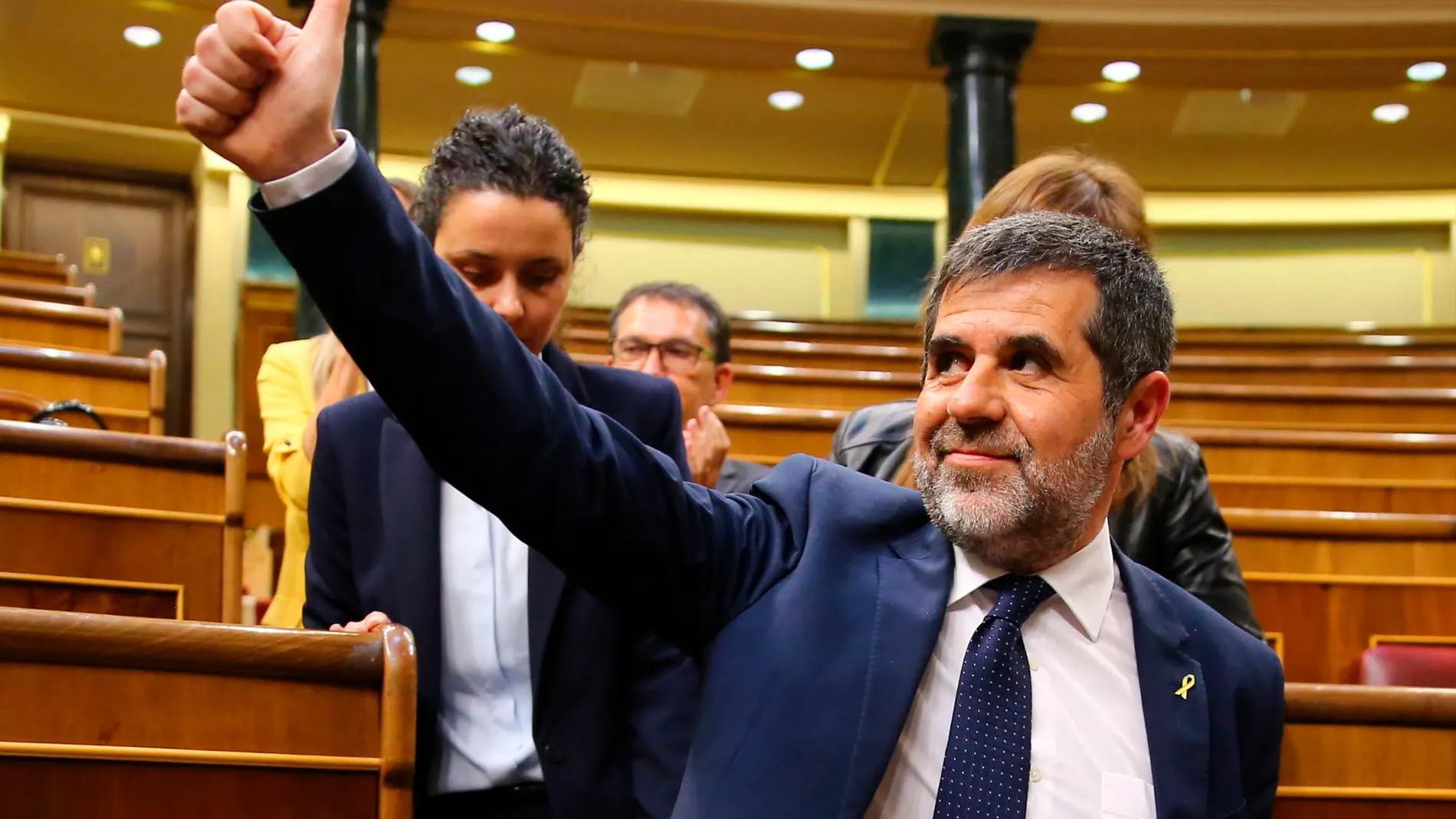 Jordi Sánchez, ayer en el Congreso. (Foto: Cipriano Pastrano)