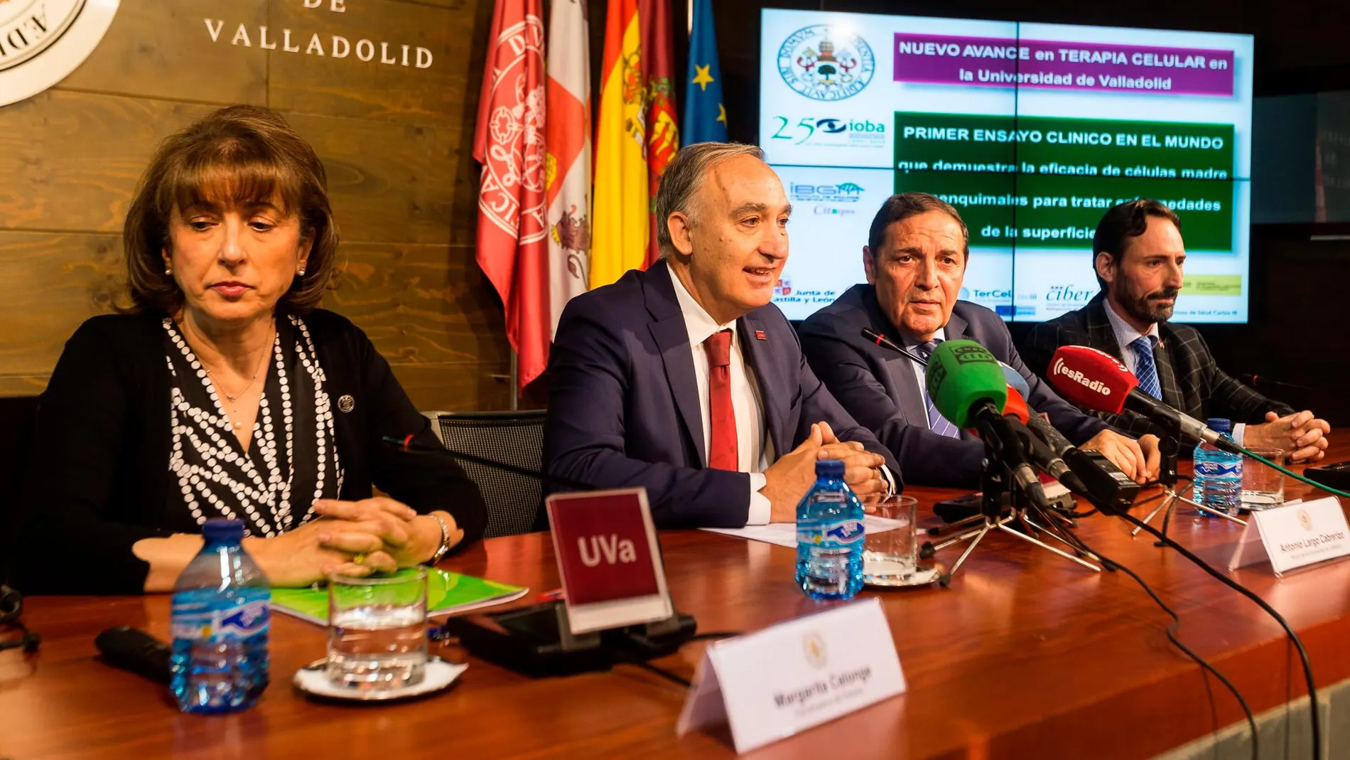 El consejero Sáez Aguado junto al rector de la UVa, Antonio Largo, la coordinadora del estudio, Margarita Calonge y el director del IOBA, Miguel Mandonado