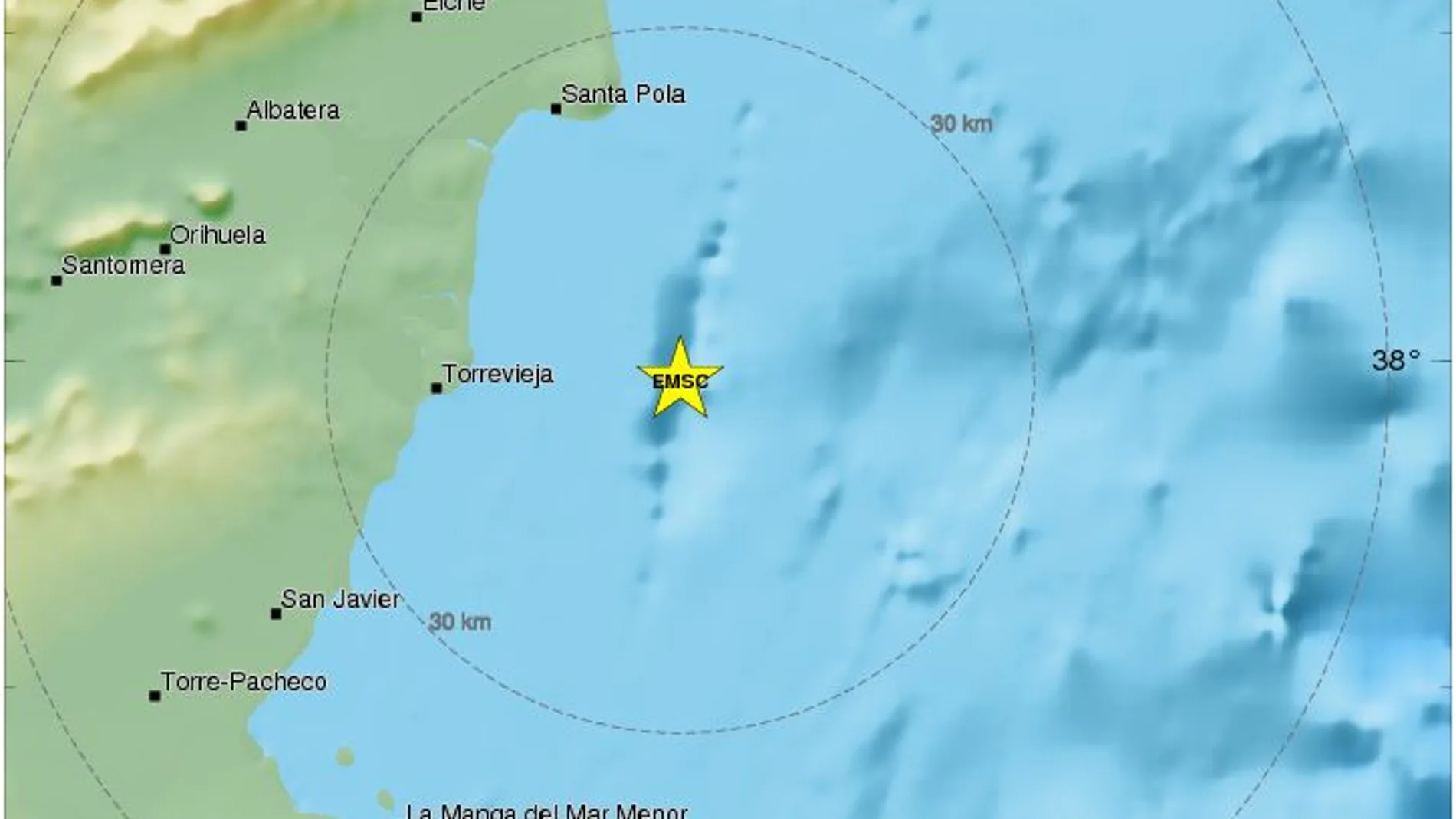 Mapa del epicentro del terremoto