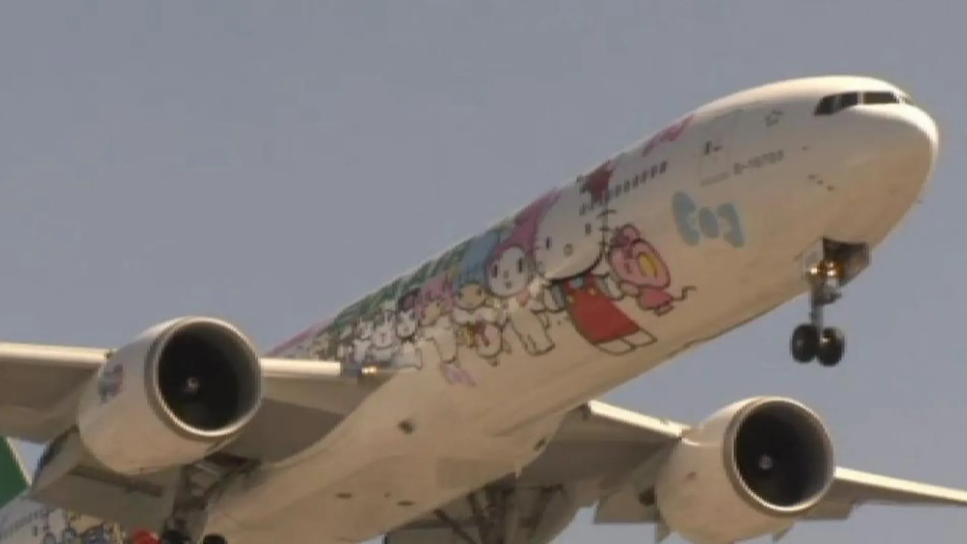 El avión Hello Kitty surca el cielo