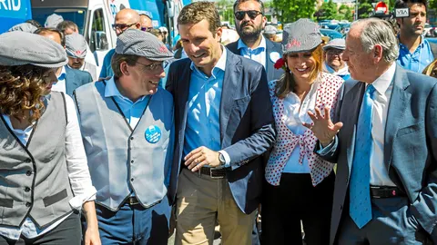 Isabel Díaz Ayuso, José Luis Martínez Almeida, Pablo Casado, Andrea Levy y José María Álvarez del Manzano