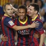 Iniesta, Neymar y Messi formarán mañana, posiblemente juntos, frente al Milan