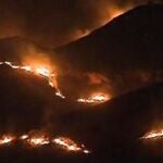 Imagen de la zona incendiada esta noche, en una imagen tomada de RTVE