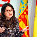 La vicepresidenta del Consell, Mónica Oltra, durante la rueda de prensa ofrecida tras la reunión semanal del Consell