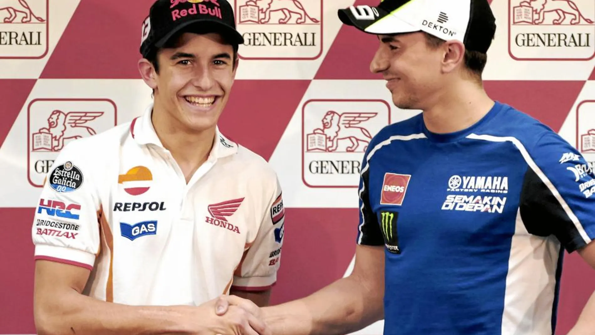 Marc y Jorge se saludaron el jueves en la sala de prensa del circuito de Cheste