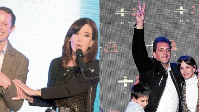 Martin Insaurralde con Cristina Fernández, y Sergio Massa con su familia