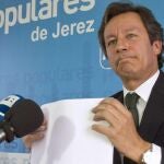 Carlos Floriano, durante un acto del partido que ha tenido lugar hoy en Jerez