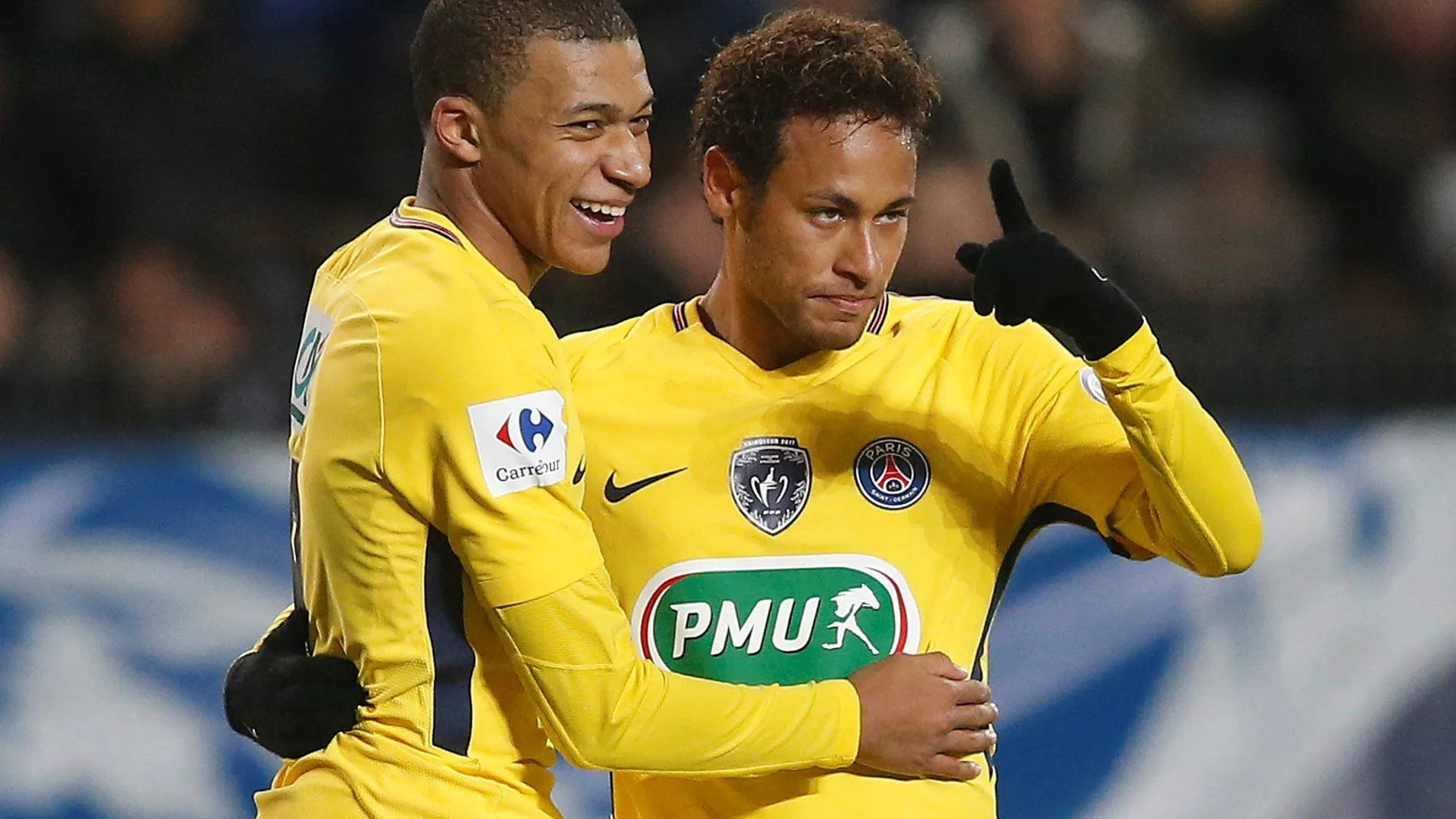 Neymar y Mbappé en la Copa de Francia de 2018