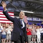 El presidente Obama, ayer, en la Universidad Knox de Illinois