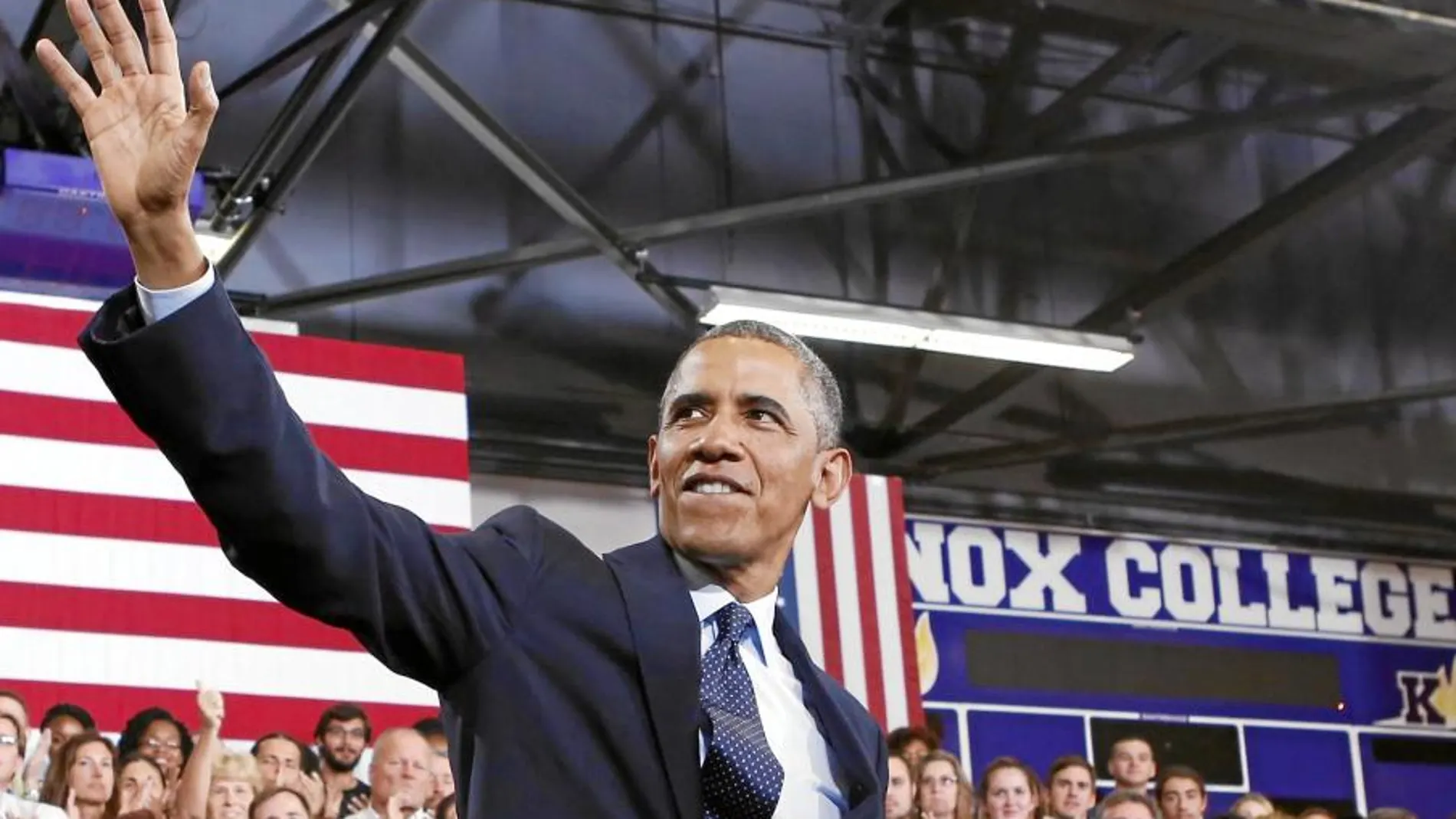 El presidente Obama, ayer, en la Universidad Knox de Illinois