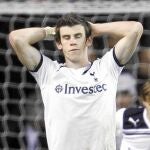 Gareth Bale, en un partido con el Tottenham, equipo con el que no juega desde mediados de julio debido a diversas lesiones