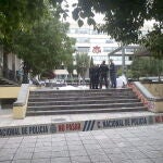 Plaza de España de Cuenca, que la Policía Nacional mantiene acordonada