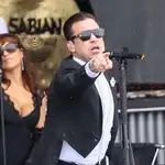 El cantante británico Robbie Williams, durante una actuación
