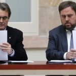 El líder de CiU, Artur Mas, y el presidente de ERC, Oriol Junqueras