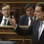 Mariano Rajoy, durante su intervención hoy en la sesión de control al Ejecutivo en el Congreso
