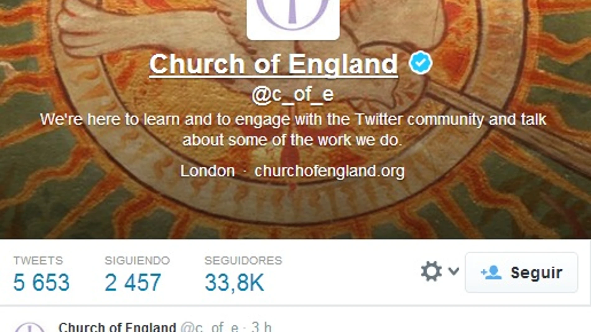 Imagen del perfil de Twitter de la Iglesia de Inglaterra
