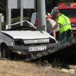 Un accidente de tráfico registrado en la M-506 a su paso por la localidad madrileña de Fuenlabrada, ayer