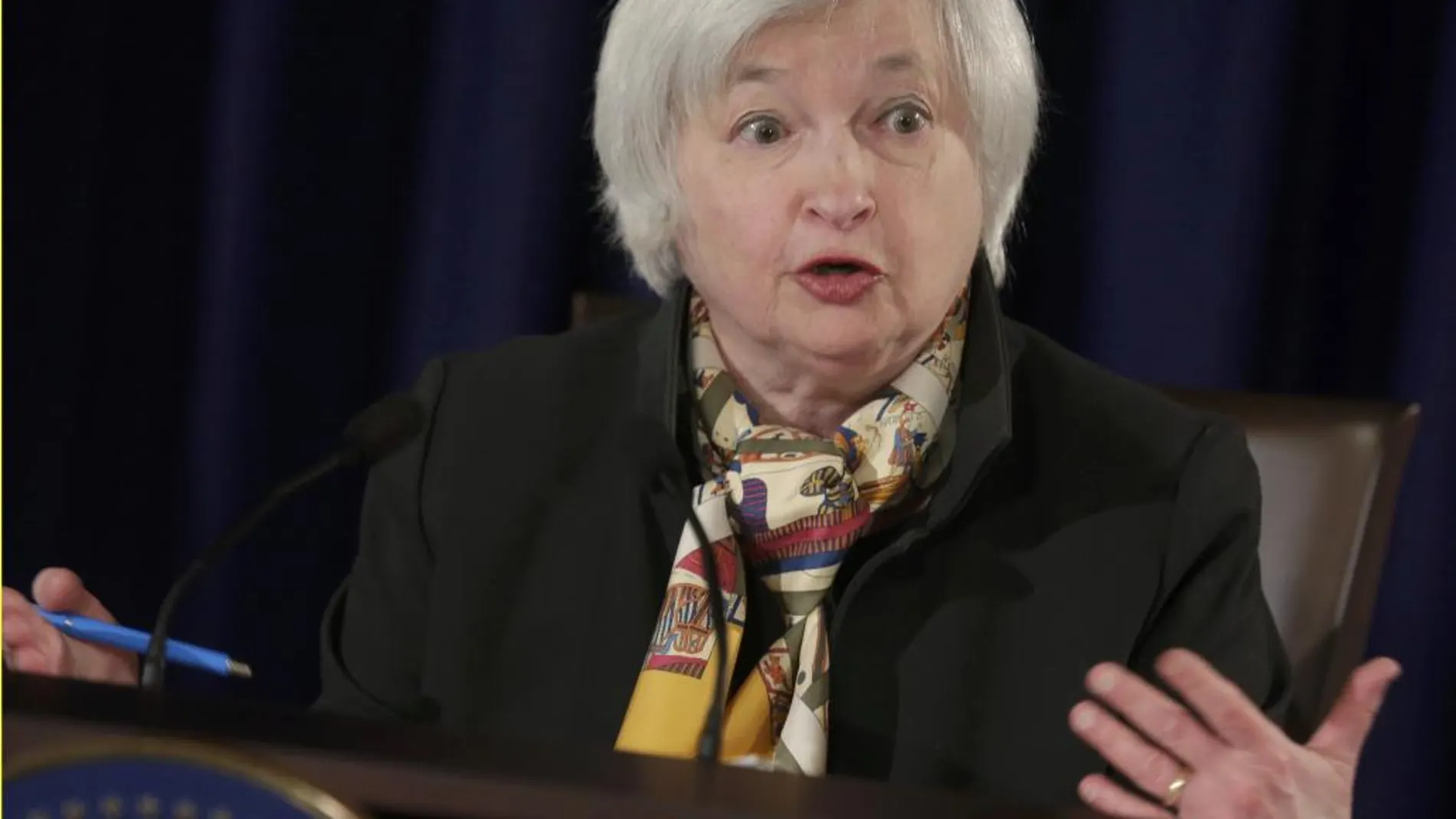 La presidenta de la Reserva Federal, Janet Yellen, habla tras la reunión hoy de este organismo.