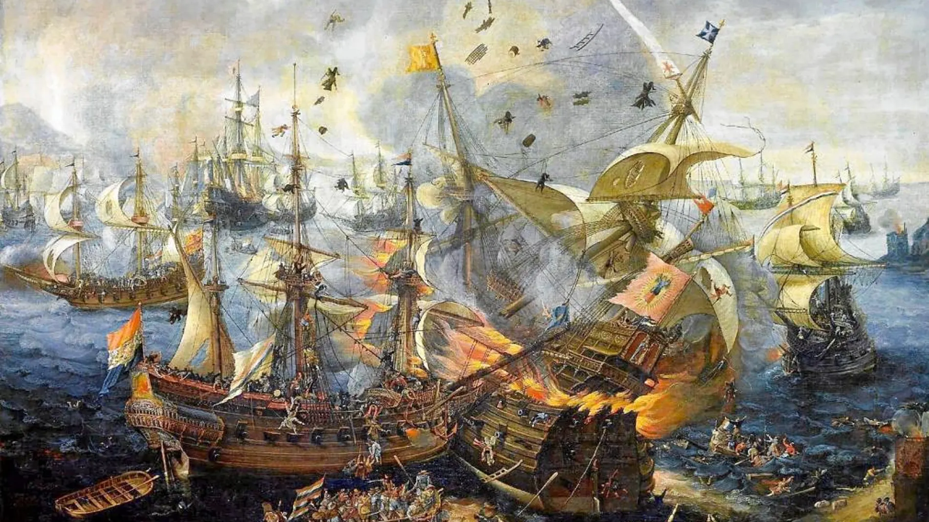 Galeones españoles en la batalla de Gibraltar en 1607